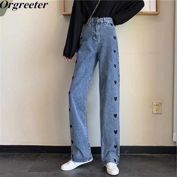 plus size s-xxl women jeans summer fall heart embroidery high waist loose denim pants streetwear casual straight trousers 210525, Blue
plus size s-xxl women jeans summer fall heart embroidery high waist loose denim pants streetwear casual straight trousers 210525, Blue
