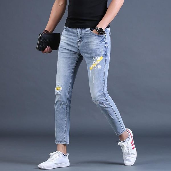 men's jeans summer light blue ripped men fashion printed patch jean streetwear casual slim fit ankle-length pants
men's jeans summer light blue ripped men fashion printed patch jean streetwear casual slim fit ankle-length pants