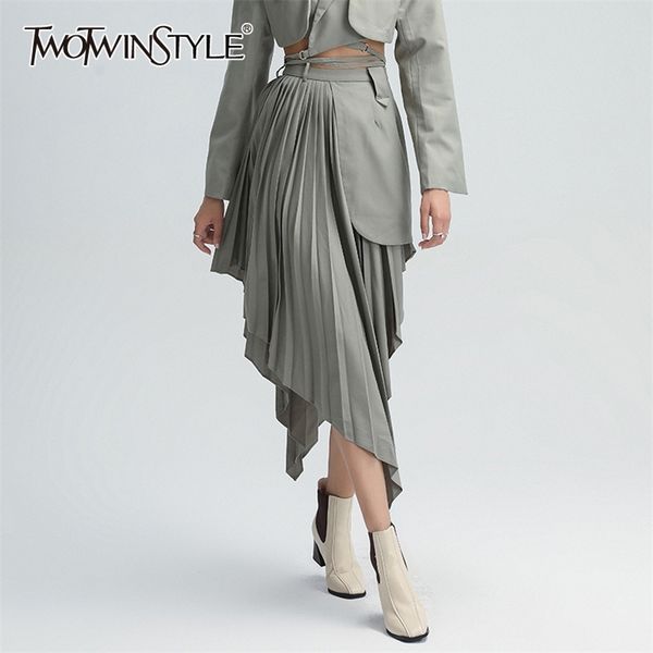 twotwinstyle irregular hem skirt for women high waist patchwork pleated plus size loose a line skirts female fashion style 210319, Black
twotwinstyle irregular hem skirt for women high waist patchwork pleated plus size loose a line skirts female fashion style 210319, Black