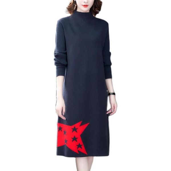 casual dresses women knitted patchwork dress turtleneck sweater autumn winter plus size female women's clothing vestido mujer 2021, Black;gray
casual dresses women knitted patchwork dress turtleneck sweater autumn winter plus size female women's clothing vestido mujer 2021, Black;gray