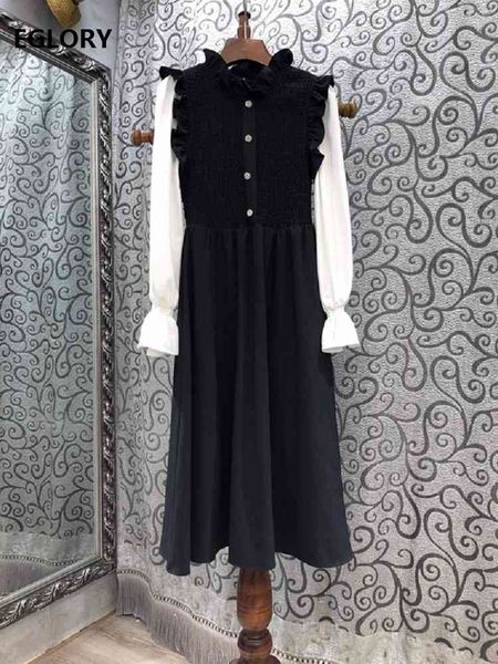 dresses new korean fashion spring casual women ruffled collar color block patchwork long sleeve robe mujer, Black;gray
dresses new korean fashion spring casual women ruffled collar color block patchwork long sleeve robe mujer, Black;gray