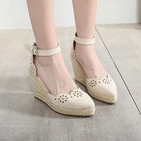 sandals women pumps high heels pointed toe ladies shoes thick bottom straw ankle hollow wedge female fashion comfortbale 2021, Black
sandals women pumps high heels pointed toe ladies shoes thick bottom straw ankle hollow wedge female fashion comfortbale 2021, Black