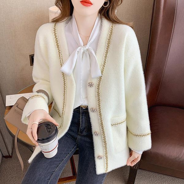 women's wool & blends add velvet thickened small fragrance imitation mink warm coat jacket cardigan loose little lazy wind jacket., Black
women's wool & blends add velvet thickened small fragrance imitation mink warm coat jacket cardigan loose little lazy wind jacket., Black