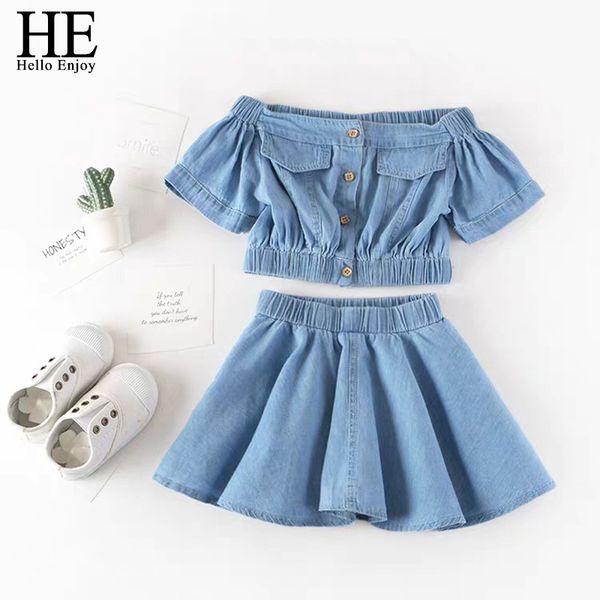 jumpsuits summer girls' clothing sets denim short-sleeve t-shirt+high waist skirt baby kids clothes suit children 5jjq, Blue
jumpsuits summer girls' clothing sets denim short-sleeve t-shirt+high waist skirt baby kids clothes suit children 5jjq, Blue