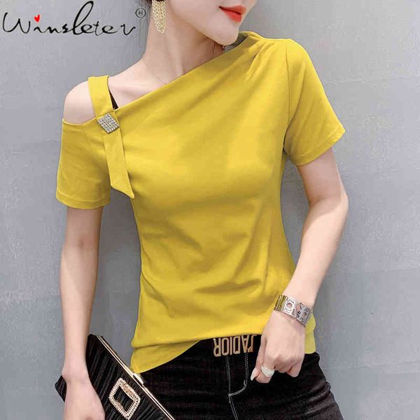 women's t-shirt summer european clothes cotton solid fashion diamonds women short sleeve all match casual tees 2021 t148, White
women's t-shirt summer european clothes cotton solid fashion diamonds women short sleeve all match casual tees 2021 t148, White