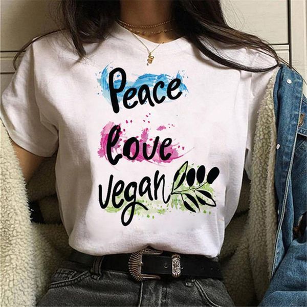 fashion peace love vegan print womens harajuku ulzzang tee cartoon cute female graphic shirts, White
fashion peace love vegan print womens harajuku ulzzang tee cartoon cute female graphic shirts, White