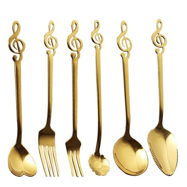 spoons golden coffee spoon set stainless steel 6pcs assorted music note dessert fork tea for home tableware
spoons golden coffee spoon set stainless steel 6pcs assorted music note dessert fork tea for home tableware