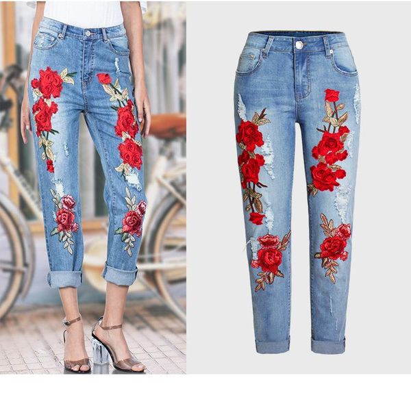 women's pants & capris trousers elastic loose jeans colorful flowers 3d embroidered ripped hole cotton straight zipper, Black;white
women's pants & capris trousers elastic loose jeans colorful flowers 3d embroidered ripped hole cotton straight zipper, Black;white