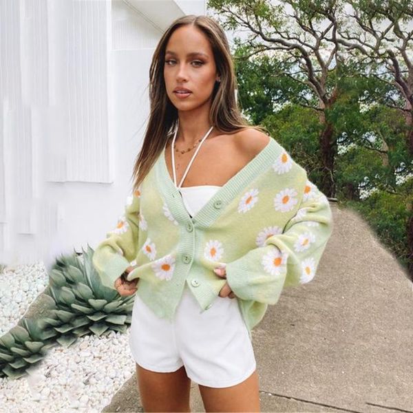 women's knits & tees 2021 autumn floral sweater cardigans fall v-neck loose printing single breasted buttons knitted women, White
women's knits & tees 2021 autumn floral sweater cardigans fall v-neck loose printing single breasted buttons knitted women, White