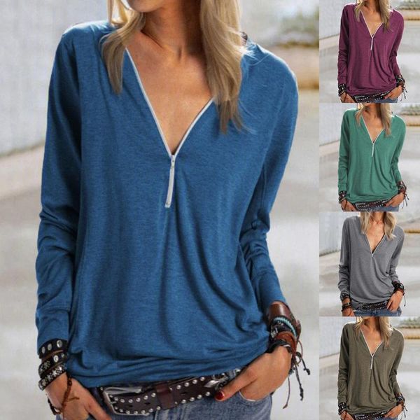 plus size fashion zipper blouse shirt v-neck casual autumn winter ladies female women long sleeve blusas pullover women's blouses, White
plus size fashion zipper blouse shirt v-neck casual autumn winter ladies female women long sleeve blusas pullover women's blouses, White