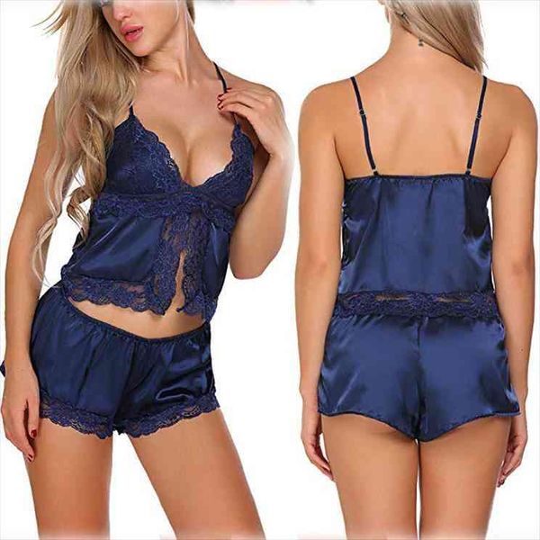 two piece summer pajamas set women lace satin sleepwear nightwear lingerie pyjamas women homewear sleeveless shorts, Black;red
two piece summer pajamas set women lace satin sleepwear nightwear lingerie pyjamas women homewear sleeveless shorts, Black;red