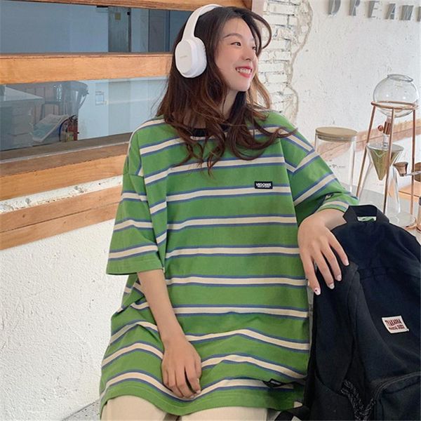 women's t-shirt hong kong style vintage fashion brand striped short sleeve loose korean ins harajuku hiphop fried, White
women's t-shirt hong kong style vintage fashion brand striped short sleeve loose korean ins harajuku hiphop fried, White