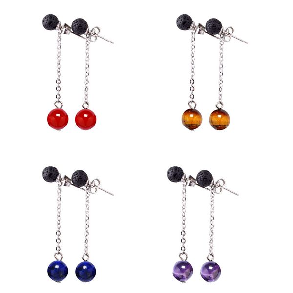 6mm 8mm natural stone chain healing dangle earrings for women girl jewelry party club decor fashion accessories, Silver
6mm 8mm natural stone chain healing dangle earrings for women girl jewelry party club decor fashion accessories, Silver