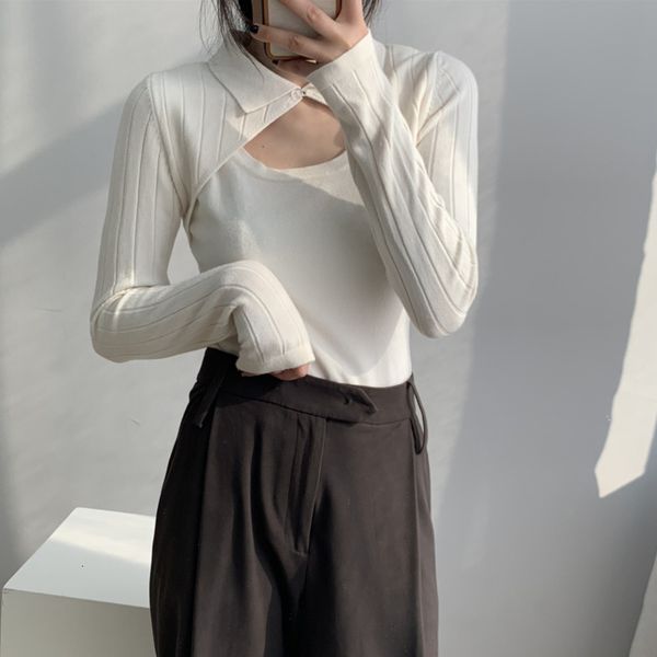 women's knits & tees autumn winter hollow out long sleeve woman sweaters slim solid color knitwear fake two piece turn down c, White
women's knits & tees autumn winter hollow out long sleeve woman sweaters slim solid color knitwear fake two piece turn down c, White
