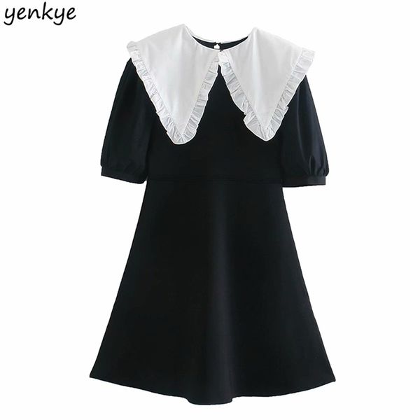fall women vintage patchwork knit dress peter pan collar short sleeve slim a-line mini elegant lady dresses autumn vestido 210514, Black;gray
fall women vintage patchwork knit dress peter pan collar short sleeve slim a-line mini elegant lady dresses autumn vestido 210514, Black;gray