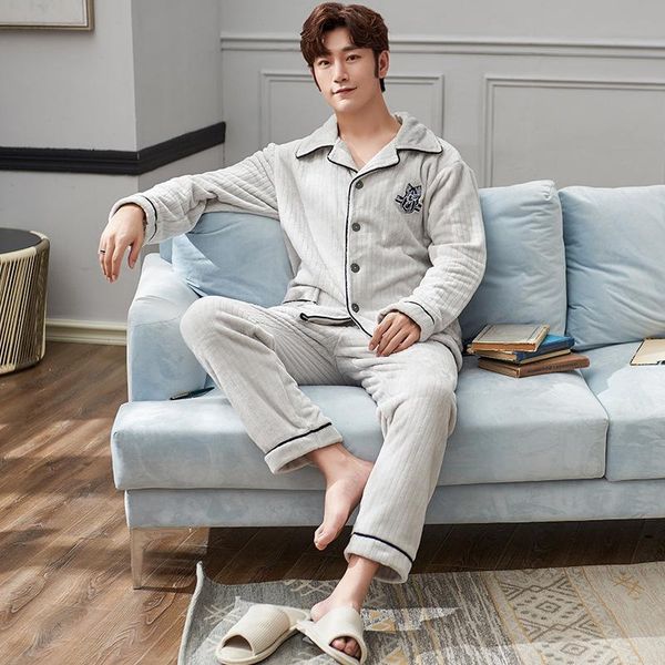 men's sleepwear autumn flannel 2pcs pajamas suit beige men sleep set intimate lingerie coral fleece home clothing casual pyjamas, Black;brown
men's sleepwear autumn flannel 2pcs pajamas suit beige men sleep set intimate lingerie coral fleece home clothing casual pyjamas, Black;brown