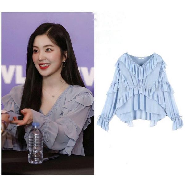 women's blouses & shirts kpop korean celebrity summer slim v-neck ruffles chiffon shirt women streetwear wild solid color long sleeved, White
women's blouses & shirts kpop korean celebrity summer slim v-neck ruffles chiffon shirt women streetwear wild solid color long sleeved, White