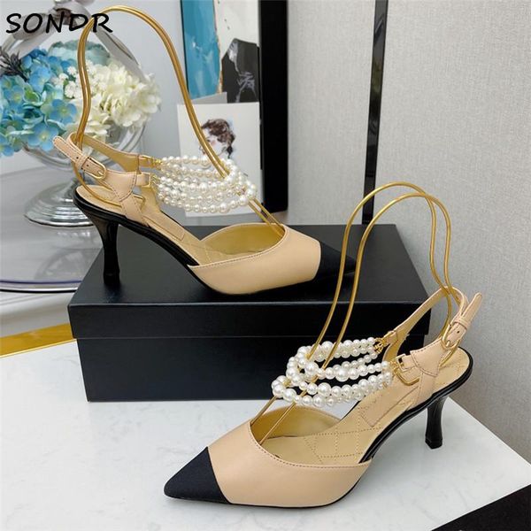 sandals 2021 summer pearl ankle strap women real leather pointed toe wedding shoes woman luxury design high heels party, Black
sandals 2021 summer pearl ankle strap women real leather pointed toe wedding shoes woman luxury design high heels party, Black