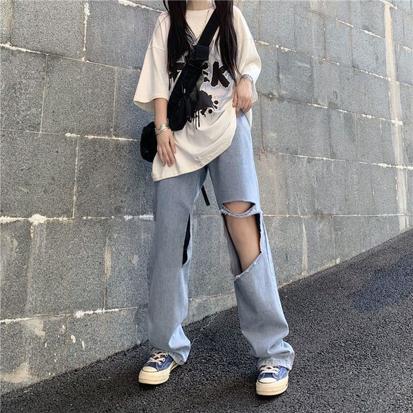women's jeans slpbly ripped jeans with a high waist for women, slacks down vintage hip hop long blue y2k streetwear. w1z4
women's jeans slpbly ripped jeans with a high waist for women, slacks down vintage hip hop long blue y2k streetwear. w1z4