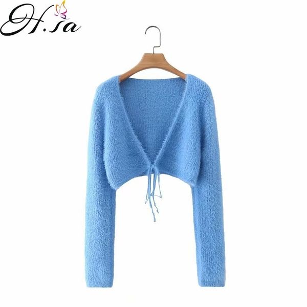 hsa european and american summer wind women's blue plush long sleeve thin strap sweater 112 210716, White;black
hsa european and american summer wind women's blue plush long sleeve thin strap sweater 112 210716, White;black