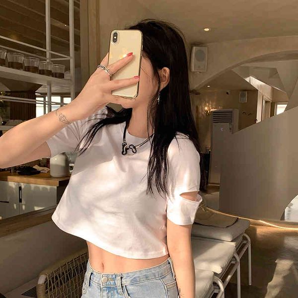 4 soild colors summer women korean style hole short sleeve t-shirts womens tee shirt femme (f4288) 210423, White
4 soild colors summer women korean style hole short sleeve t-shirts womens tee shirt femme (f4288) 210423, White