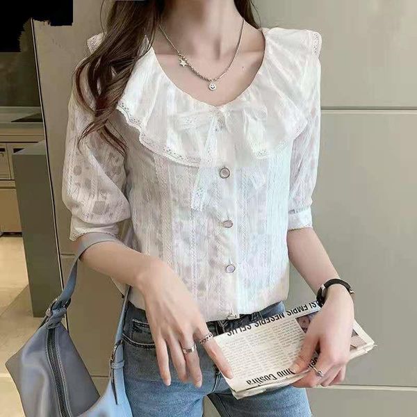 women's blouses & shirts white women summer temperament all-match aesthetic ruffle short sleeve bow-knot print blusas fashion mm0659
women's blouses & shirts white women summer temperament all-match aesthetic ruffle short sleeve bow-knot print blusas fashion mm0659