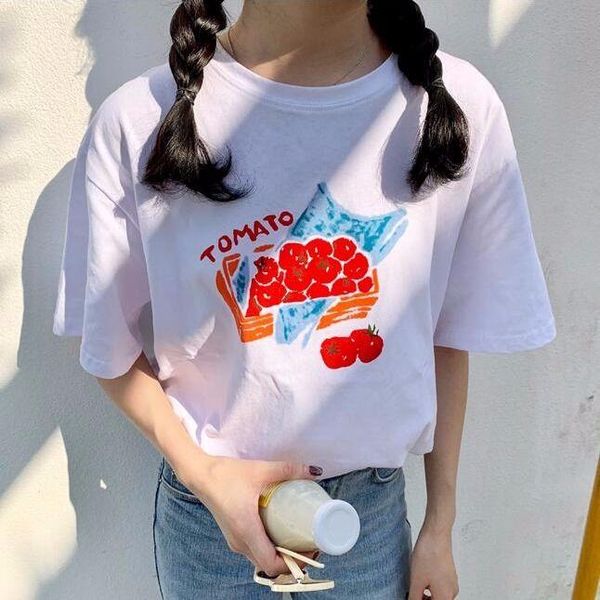 women cotton girls soft cute tomato short sleeve t-shirts casual summer loose fashion tees p2268 women's t-shirt, White
women cotton girls soft cute tomato short sleeve t-shirts casual summer loose fashion tees p2268 women's t-shirt, White