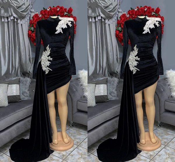 2022 fall winter velvet evening cocktail dresses party with tail high neck long sleeves applique prom special occasion dress gowns womens, Black;red
2022 fall winter velvet evening cocktail dresses party with tail high neck long sleeves applique prom special occasion dress gowns womens, Black;red