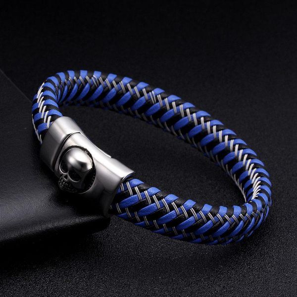 charm bracelets punk genuine leather braided skull men vintage stainless steel bangles male sporty brand jewelry, Golden;silver
charm bracelets punk genuine leather braided skull men vintage stainless steel bangles male sporty brand jewelry, Golden;silver