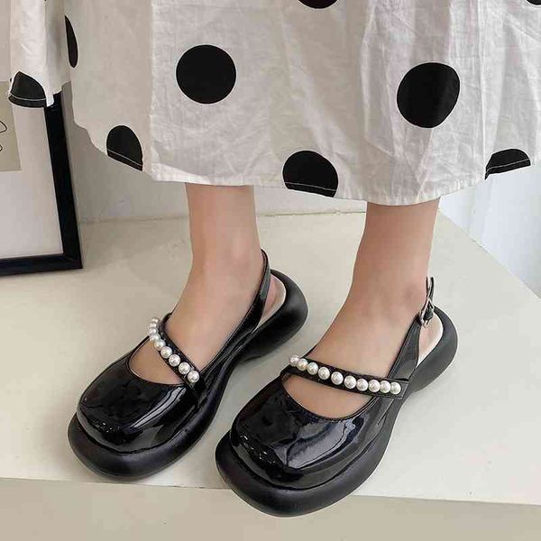 slippers fashion pearl strap mary janes women square toe soft thick bottom pumps woman summer black white platform sandals 93mr 
slippers fashion pearl strap mary janes women square toe soft thick bottom pumps woman summer black white platform sandals 93mr