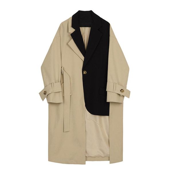 women's suits & blazers suit jacket overcoat contrast color splicing windbreaker female mid-length irregular fake two-piece british sty, White;black
women's suits & blazers suit jacket overcoat contrast color splicing windbreaker female mid-length irregular fake two-piece british sty, White;black