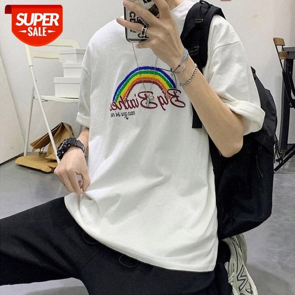 tide brand hong kong style rainbow print short-sleeved male hip-hop street loose ins couple t-shirt #tu59, White;black
tide brand hong kong style rainbow print short-sleeved male hip-hop street loose ins couple t-shirt #tu59, White;black