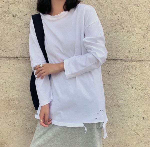 women's t-shirt spring women thin hole oversize t shirt long sleeve simple plain crewneck cotton casual tee white
women's t-shirt spring women thin hole oversize t shirt long sleeve simple plain crewneck cotton casual tee white