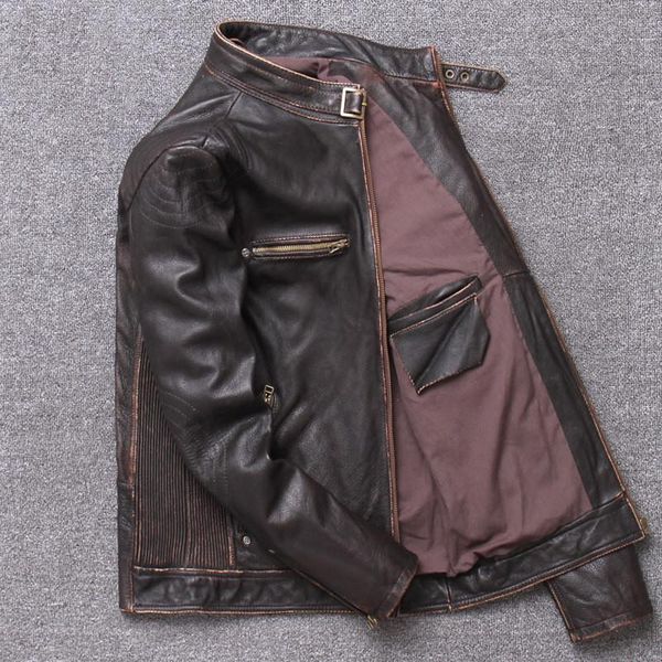 men's leather & faux vintage 2021 brown men motorcycle jacket plus size xxxl genuine thick cowhide spring slim fit biker's coat, Black
men's leather & faux vintage 2021 brown men motorcycle jacket plus size xxxl genuine thick cowhide spring slim fit biker's coat, Black