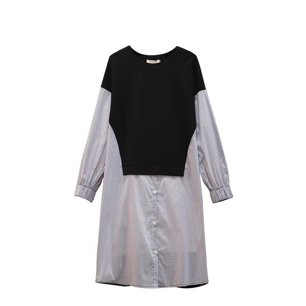 casual dresses splicing black elegant vestidos pastel robe spring fall autumn style plus size dress women office ladies, Black;gray
casual dresses splicing black elegant vestidos pastel robe spring fall autumn style plus size dress women office ladies, Black;gray