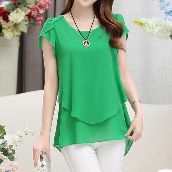 fashion chiffon blouse shirt plus size women casual shirts o-neck short sleeve blusas femininas 5xl women's blouses, White
fashion chiffon blouse shirt plus size women casual shirts o-neck short sleeve blusas femininas 5xl women's blouses, White