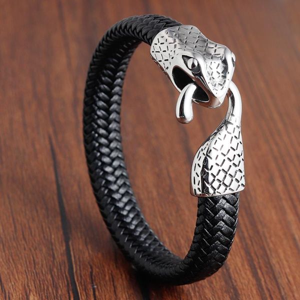 charm bracelets leather rope bracelet stainless steel braided snake head men's jewelry, Golden;silver
charm bracelets leather rope bracelet stainless steel braided snake head men's jewelry, Golden;silver