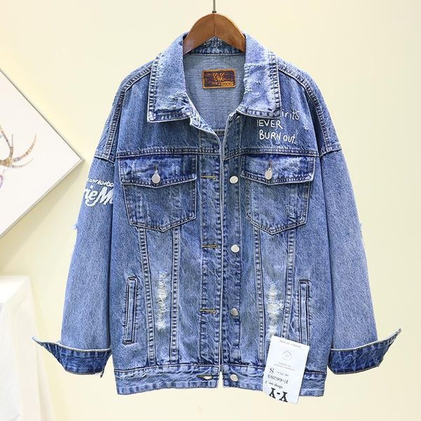 women's jackets 2021 autumn korean loose letter printed frayed hole denim jacket women jaqueta feminina oversize vintage washed blue je, Black;brown
women's jackets 2021 autumn korean loose letter printed frayed hole denim jacket women jaqueta feminina oversize vintage washed blue je, Black;brown
