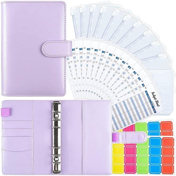 gift wrap a6 pu leather binder cover with pockets, expense budget sheets and labels for organizer envelopes
gift wrap a6 pu leather binder cover with pockets, expense budget sheets and labels for organizer envelopes