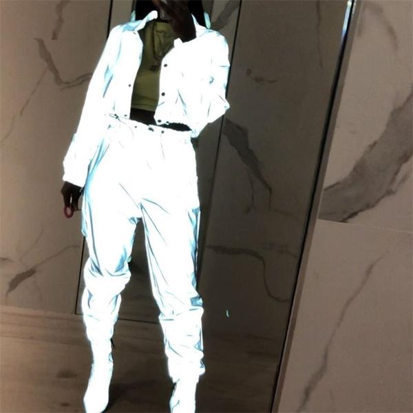 hip hop streetwear 2pcs women fashion reflective outfits crop pants sets clothes jumpsuit playsuit 2 styles night club wear women's tw, White
hip hop streetwear 2pcs women fashion reflective outfits crop pants sets clothes jumpsuit playsuit 2 styles night club wear women's tw, White
