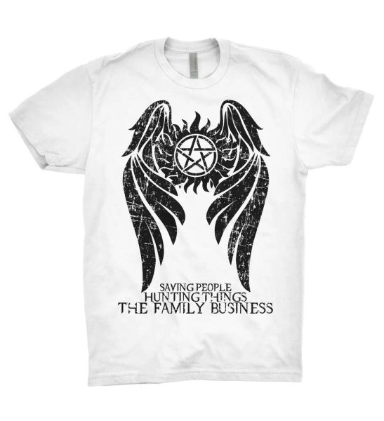 Supernatural T Shirt Winchester Brothers Hunters Team Sam Dean Bobby Family TV, White;black
Supernatural T Shirt Winchester Brothers Hunters Team Sam Dean Bobby Family TV, White;black
