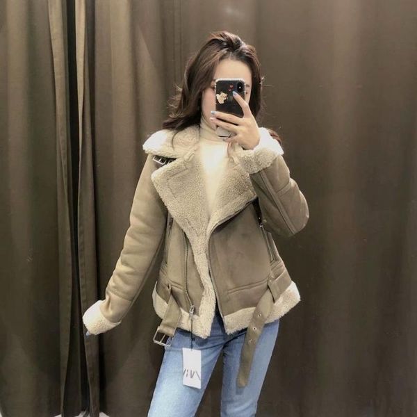 women 2021 autumn winter outerwear coat jackets female lapel suede leather pilot jacket faux lamb wool motorcycle c176 women's &, Black
women 2021 autumn winter outerwear coat jackets female lapel suede leather pilot jacket faux lamb wool motorcycle c176 women's &, Black