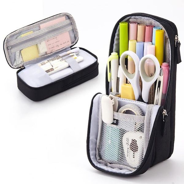 pencil bags double layer stand stationery case large capacity make up bag gift supply office school supplies
pencil bags double layer stand stationery case large capacity make up bag gift supply office school supplies