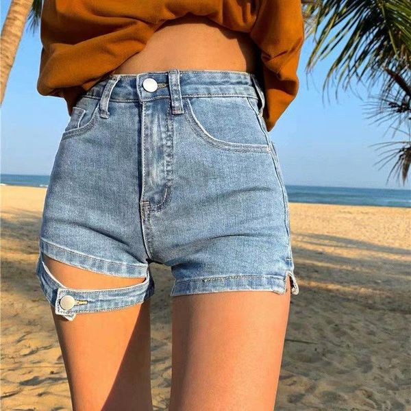 women's jeans summer street fashion slim high waist denim shorts women, casual solid color thigh button elastic women, Blue
women's jeans summer street fashion slim high waist denim shorts women, casual solid color thigh button elastic women, Blue