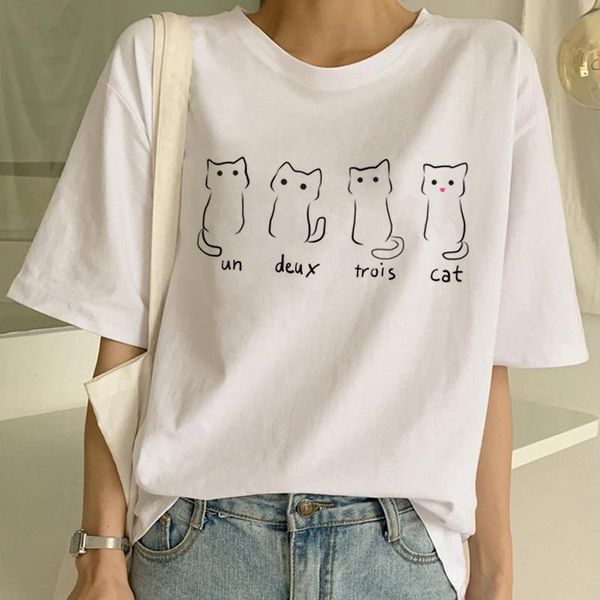 women's t-shirt kawaii cat tshirt meow women funny cartoon print harajuku 90s graphic summer short sleeve fashion tee female, White
women's t-shirt kawaii cat tshirt meow women funny cartoon print harajuku 90s graphic summer short sleeve fashion tee female, White