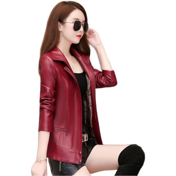 women's leather & faux 2021 spring autumn jacket women locomotive slim slimming large size stand collar elegant lady sheepskin coat g09, Black
women's leather & faux 2021 spring autumn jacket women locomotive slim slimming large size stand collar elegant lady sheepskin coat g09, Black