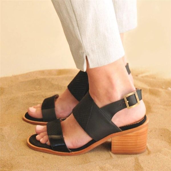women summer chunky mid heels sandals shoes woman vintage pu leather gladiator plus size sandalias mujer sapato feminino d1180, Black
women summer chunky mid heels sandals shoes woman vintage pu leather gladiator plus size sandalias mujer sapato feminino d1180, Black