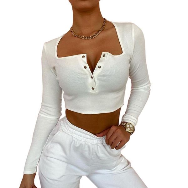 women button down crop , casual long sleeve square neck solid color ribbed knit t shirts daily wear women's t-shirt, White
women button down crop , casual long sleeve square neck solid color ribbed knit t shirts daily wear women's t-shirt, White