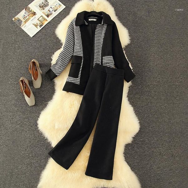 houndstooth tweed woolen cardigan jacket coats contrast color two-piece set women winter elastic waist pants suit 1, Gray
houndstooth tweed woolen cardigan jacket coats contrast color two-piece set women winter elastic waist pants suit 1, Gray