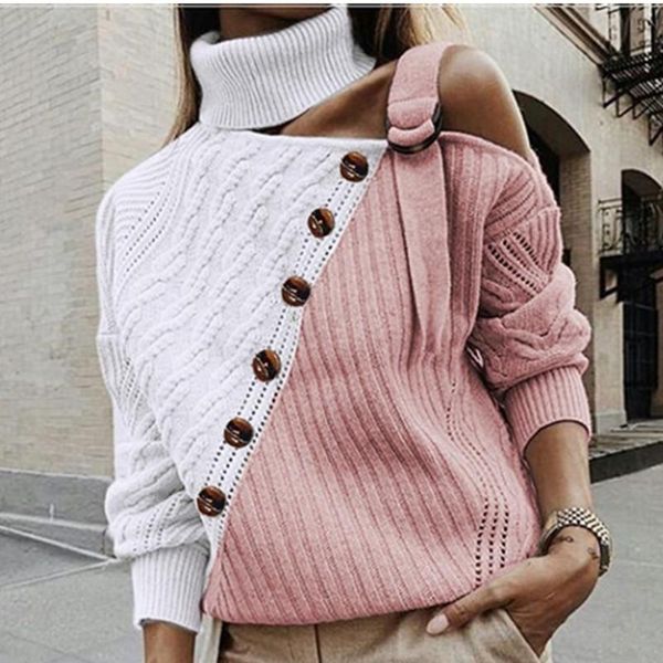 women's sweaters fashion button turtleneck knitted women jumper autumn winter strap pullover long sleeve one shoulder knitwear female, White;black
women's sweaters fashion button turtleneck knitted women jumper autumn winter strap pullover long sleeve one shoulder knitwear female, White;black